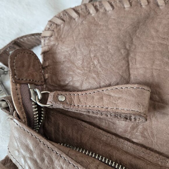 Liebeskind Berlin Leather Crossbody Bag Taupe Braided Flap Shoulder Purse - Picture 5 of 16